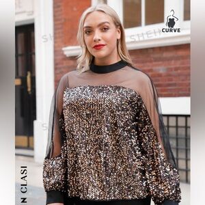 Sheer Mesh Sequin Top